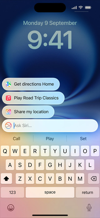 iPhone viser redesignede funksjoner for Siri og Skriv til Siri.