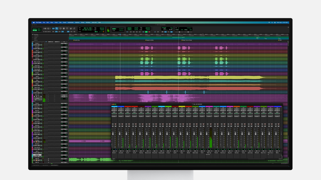 Pro Display XDR 螢幕顯示音樂製作的工作