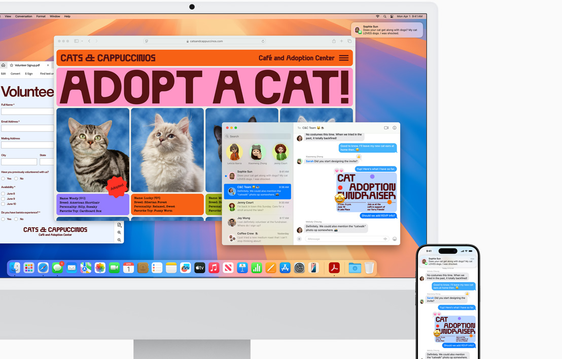 Un document numérisé avec iPhone 15 s’affiche sur iMac et iPhone.