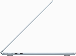 Side view of MacBook Air in Sky Blue colour