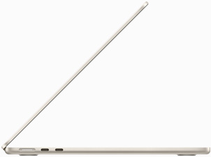 Side view of MacBook Air in Starlight colour