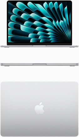Front and top view of MacBook Air in Silver colour